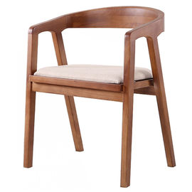 كراسي تناول الطعام الخشبية الصلبة الحديثة مع مقاعد جلدية ومسند ذراع
