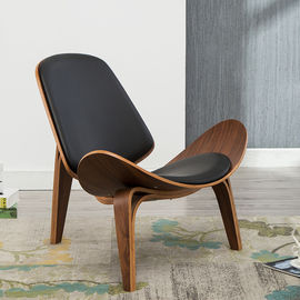الترفيه الحديثة الكراسي الخشبية الصلبة مع مقاعد جلدية أبيض / أسود اللون