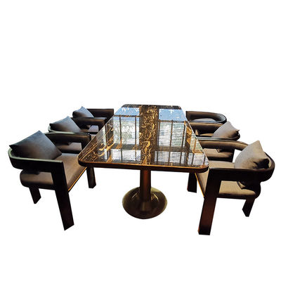 Marble Restaurant Patio Furniture ، طاولة طعام مستطيلة الشكل من الرخام